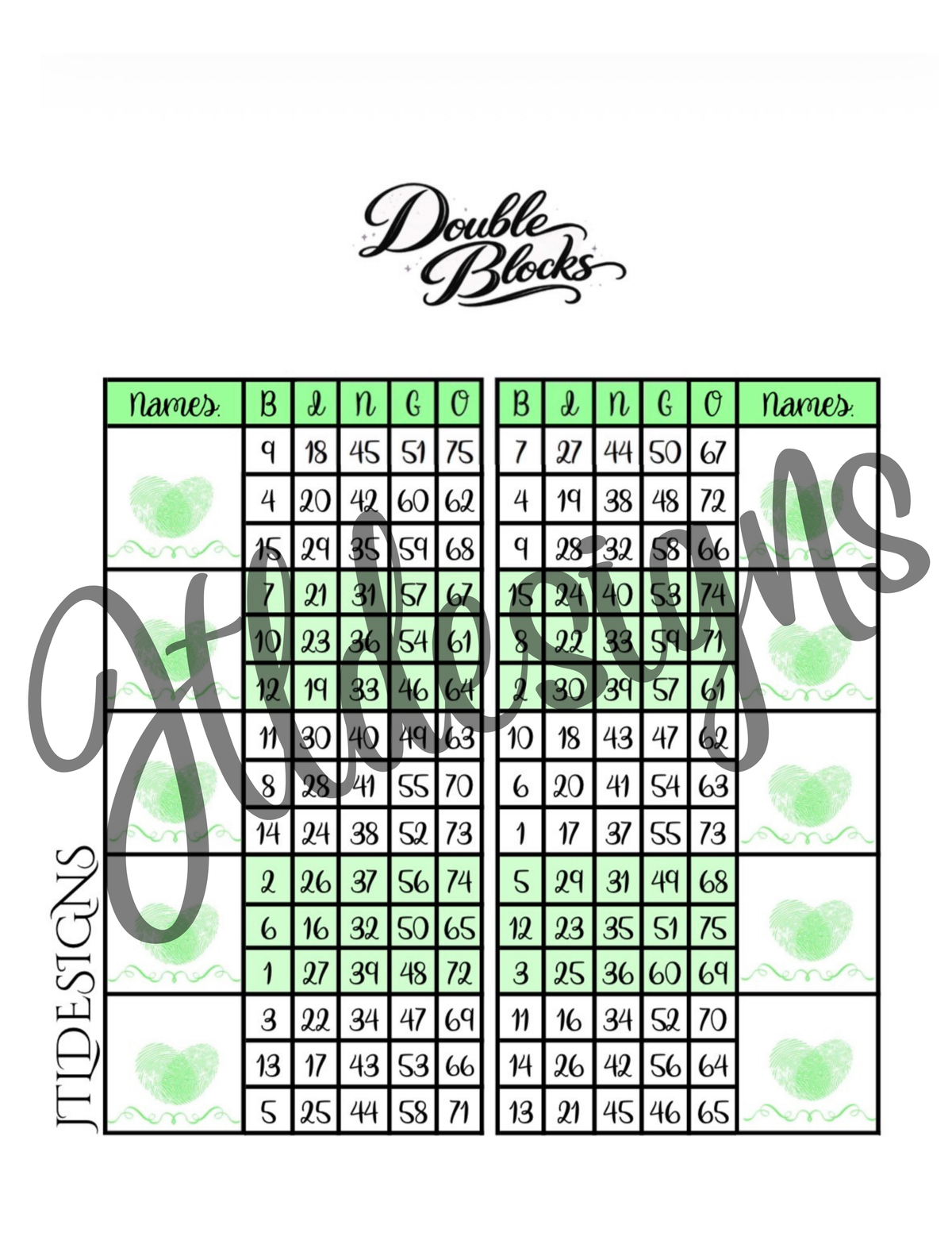 Double Blocks Green Hearts