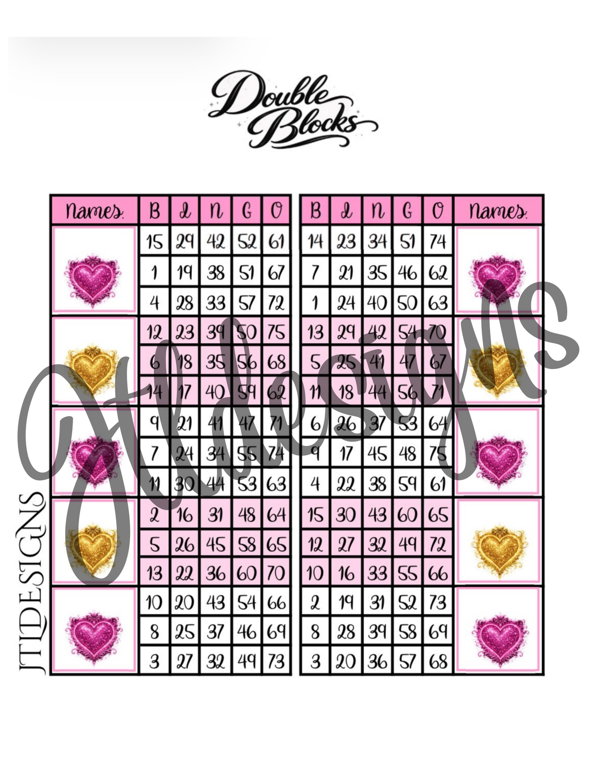 Pink & Yellow Double Blocks Hearts