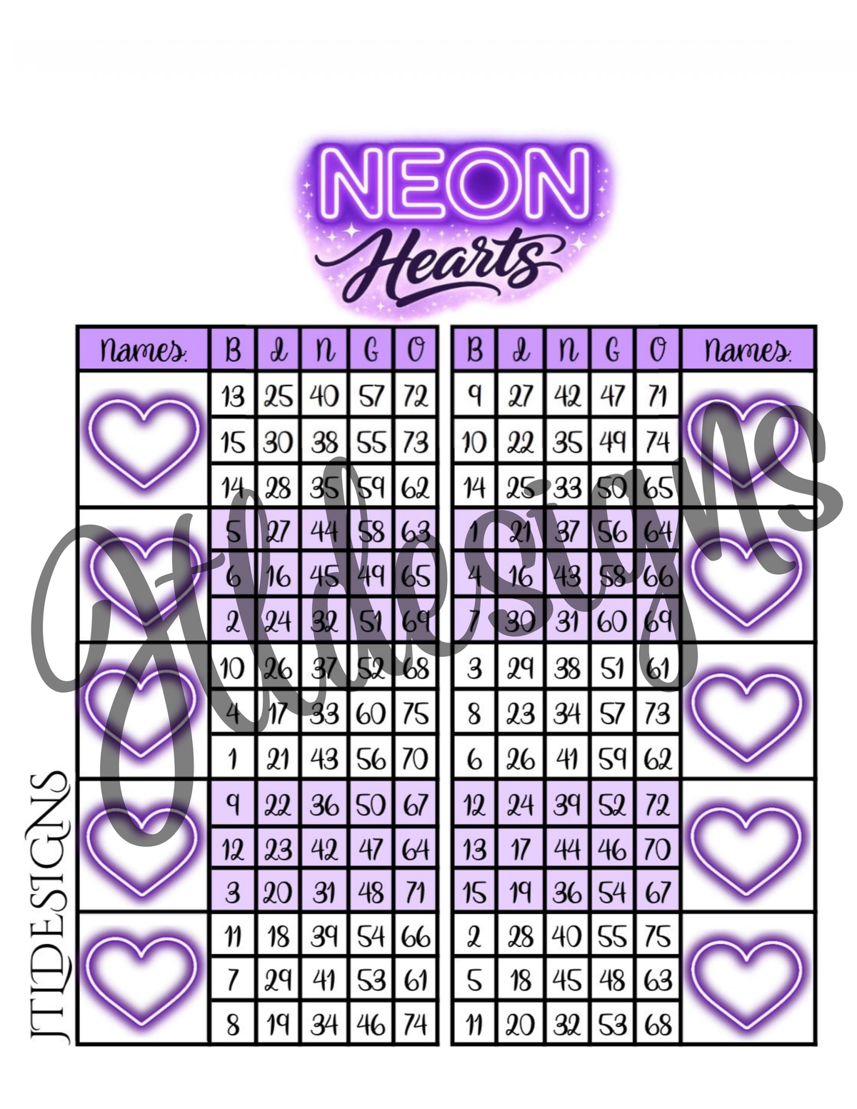 Neon Purple Hearts