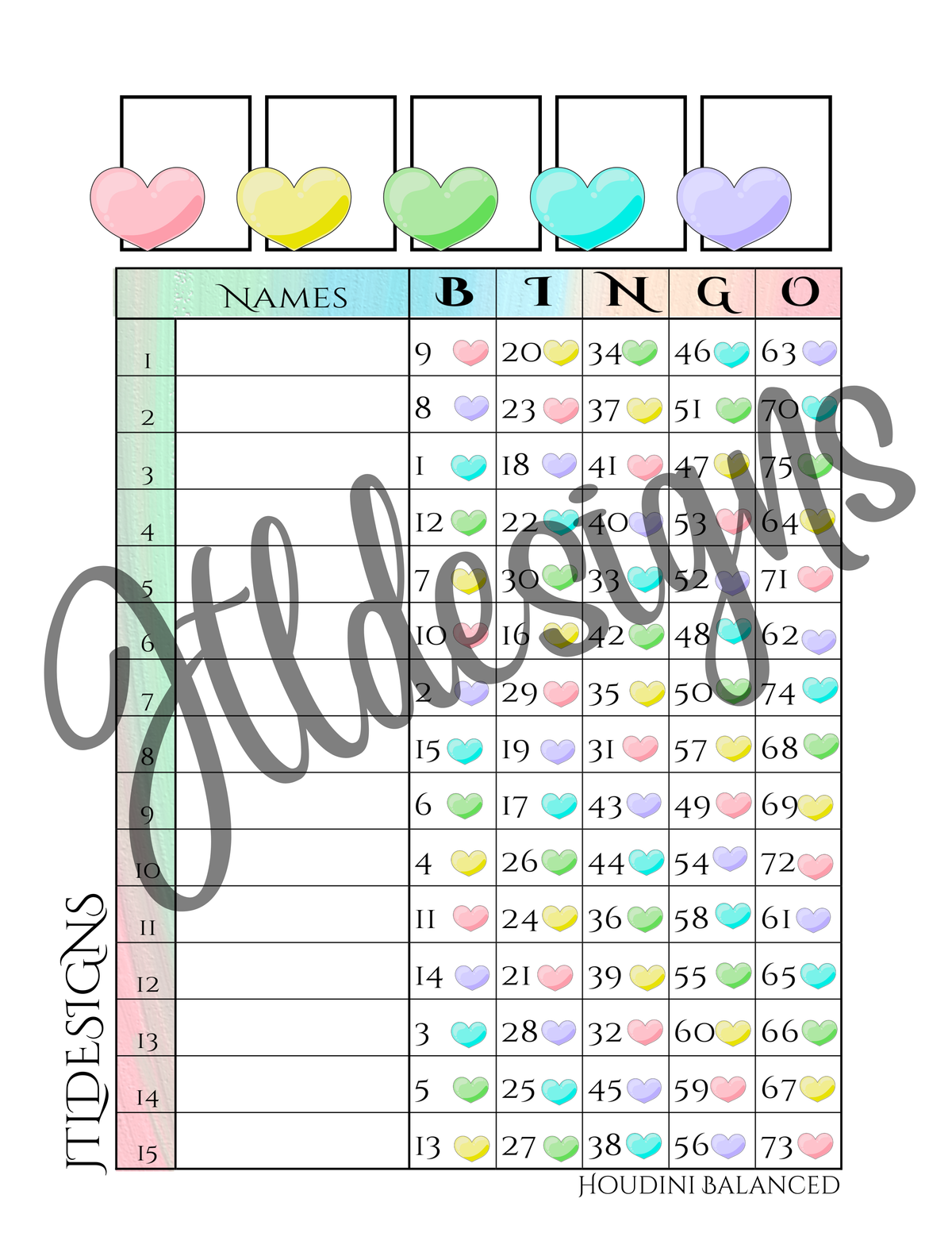 Rainbow Glossy Hearts