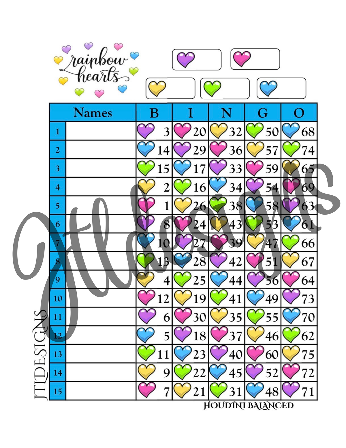 Rainbow Glossy hearts1