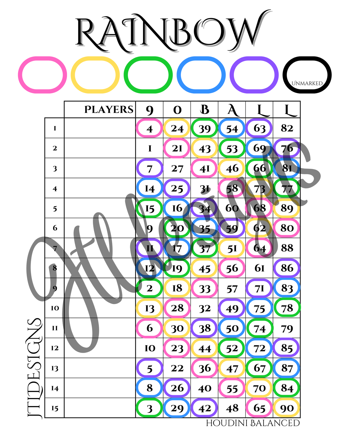 90 Ball Rainbow PYGBP
