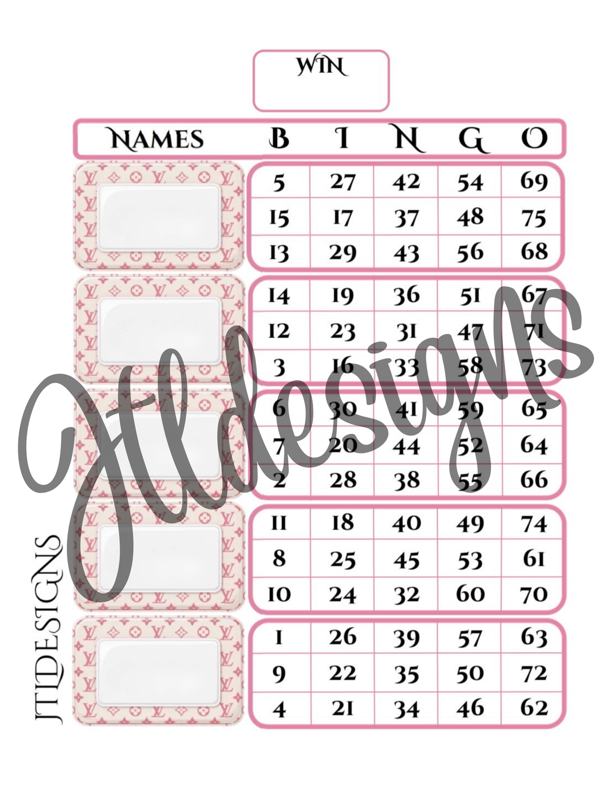 Pink Ell Vee Name Tag Blocks