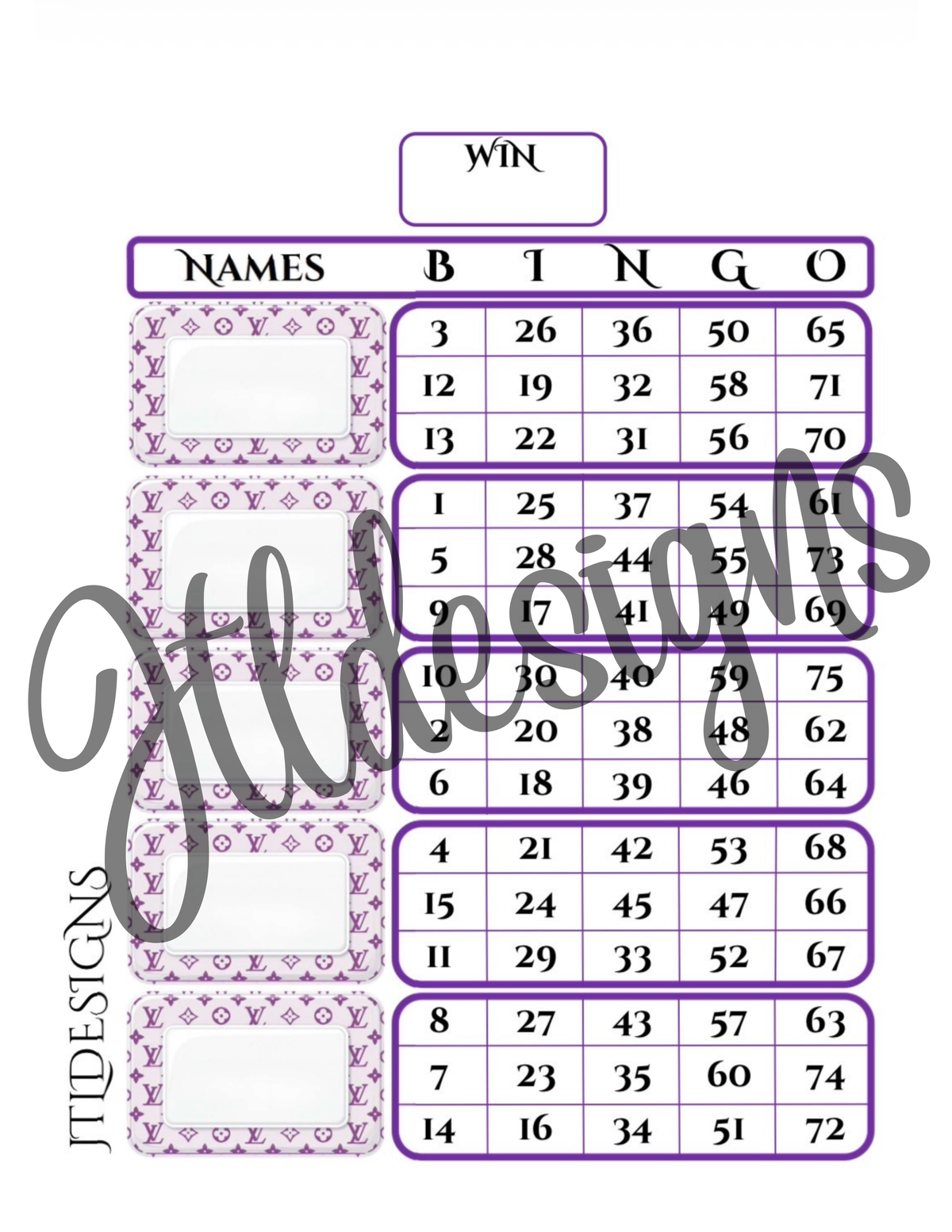 Purple Ell Vee Name tag Blocks