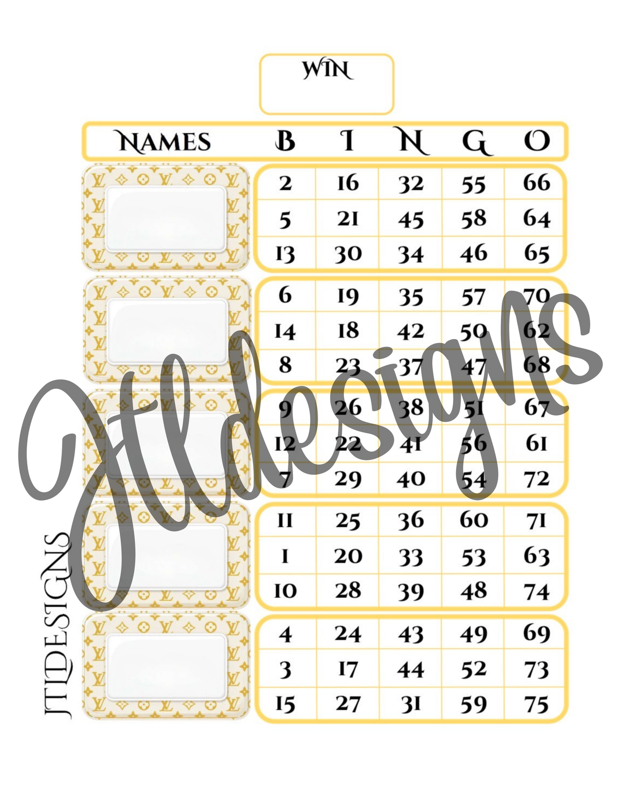 Yellow Ell Vee Name Tag Blocks