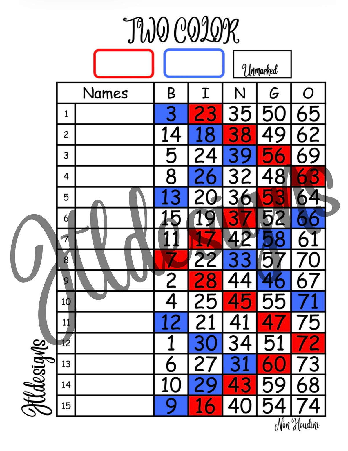 Two Color Blue & Red Large Font