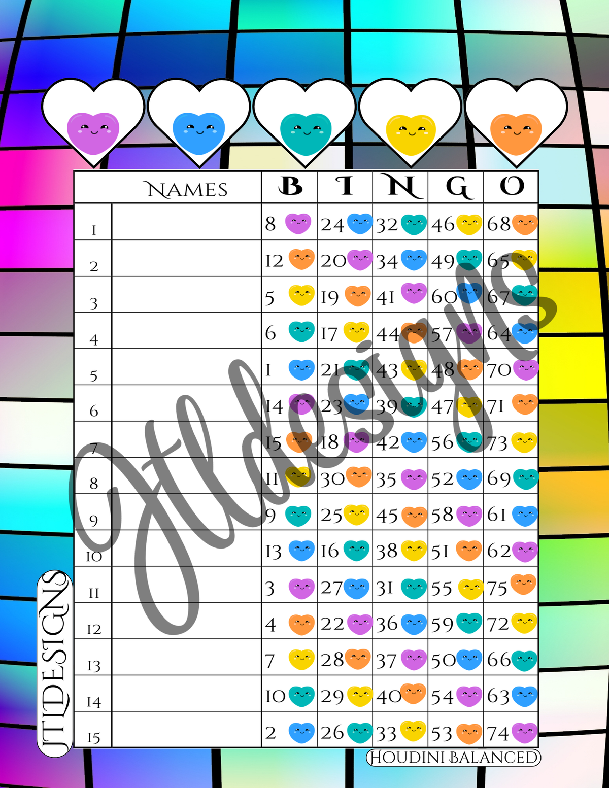 Disco Hearts Rainbow