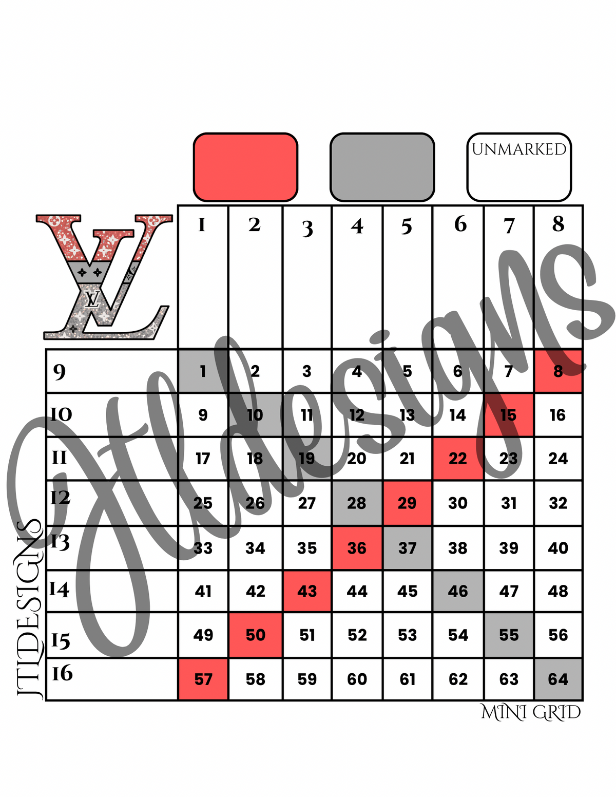 Red & Grey XMAS mini Grid 64