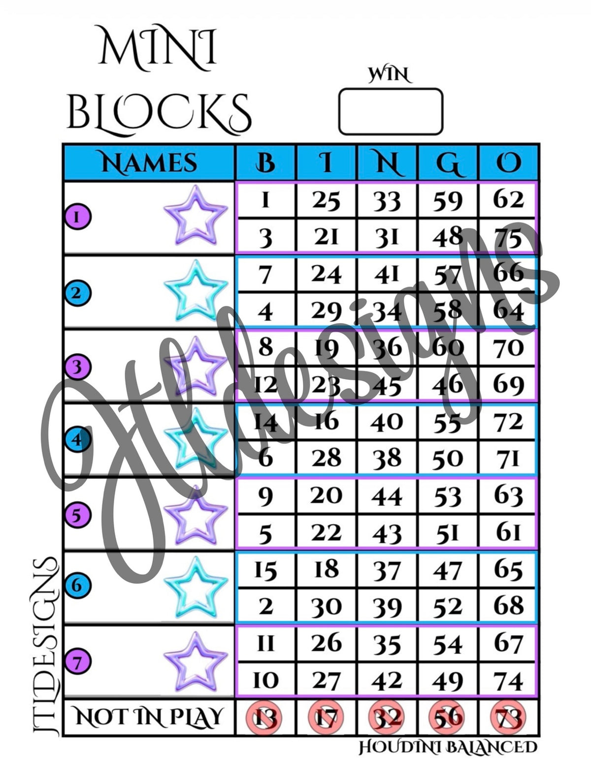 Purple & Blue Stars Mini blocks