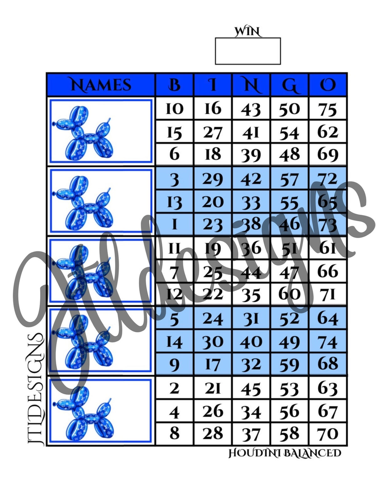 Ell Vee Balloon Dogs Blue Blocks