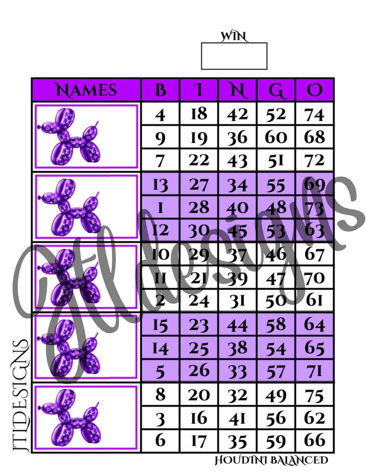 Ell Vee Balloon Dogs Purple Blocks