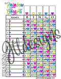 50 Bright rainbow Hearts