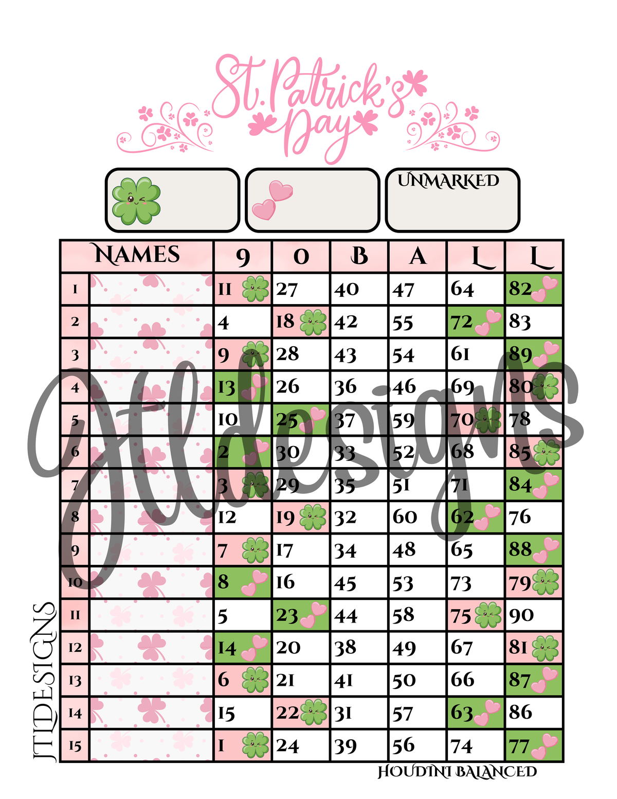 Pink ST pattys Day 90 Ball