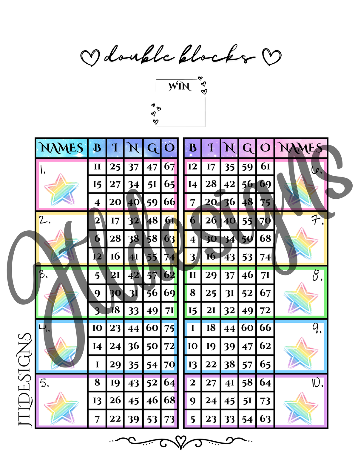 Rainbow Gradient Stars Double Blocks