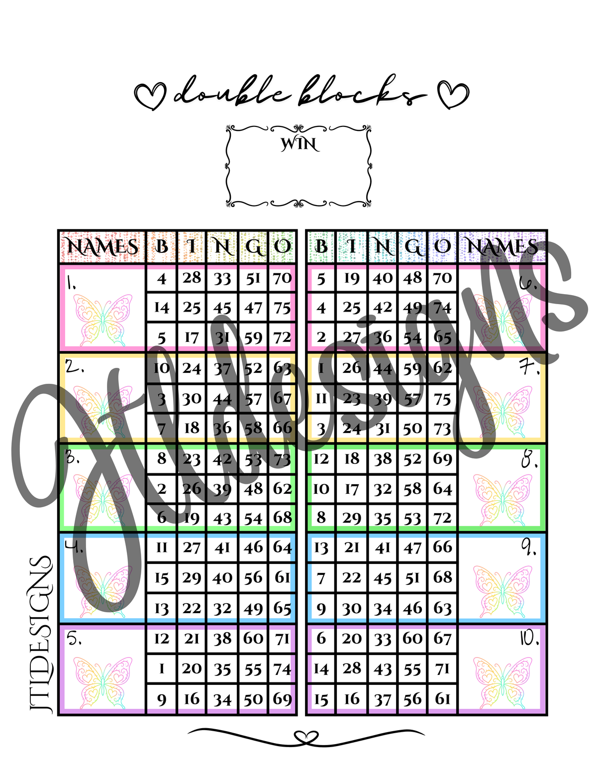 Rainbow Butterfly Double Blocks