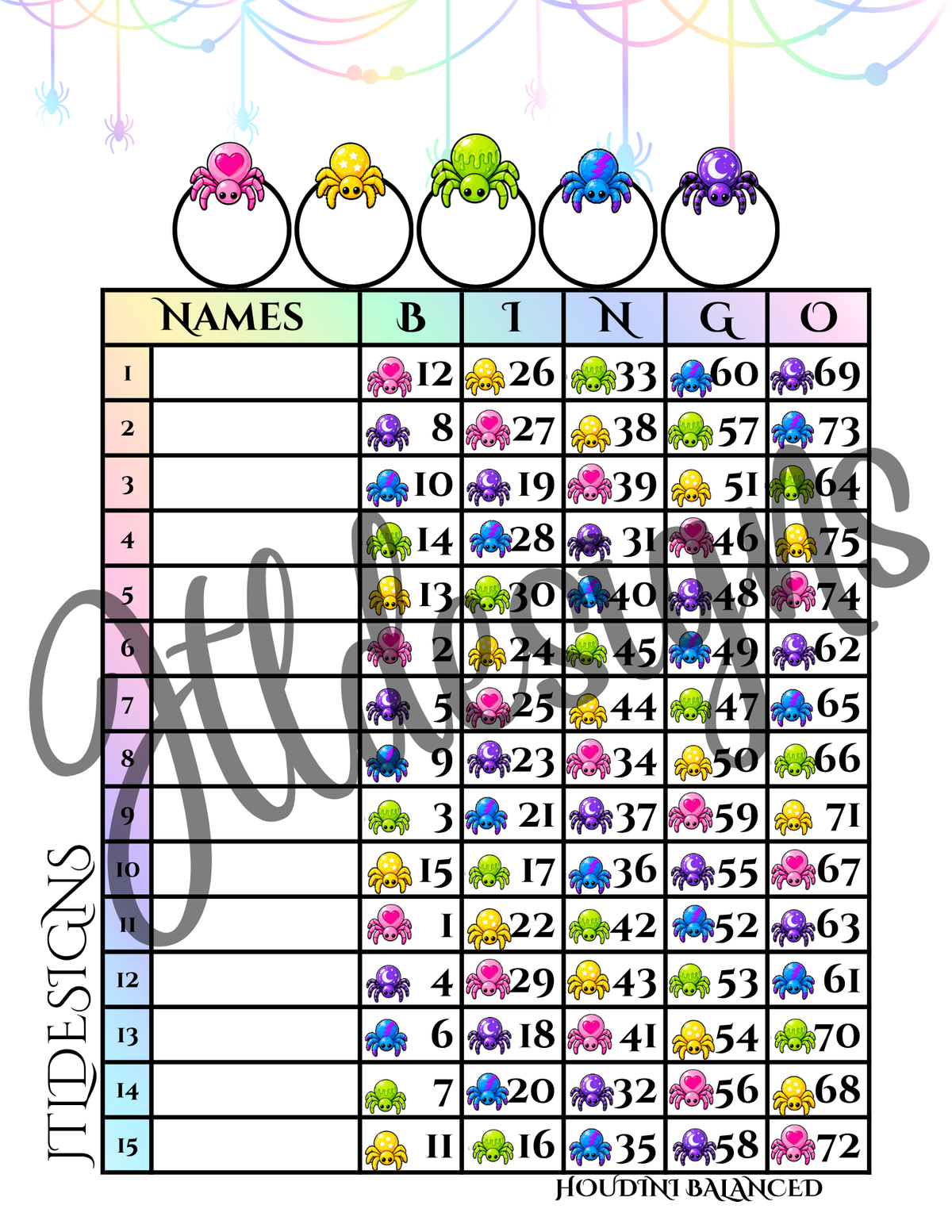 Rainbow Kawaii Spiders