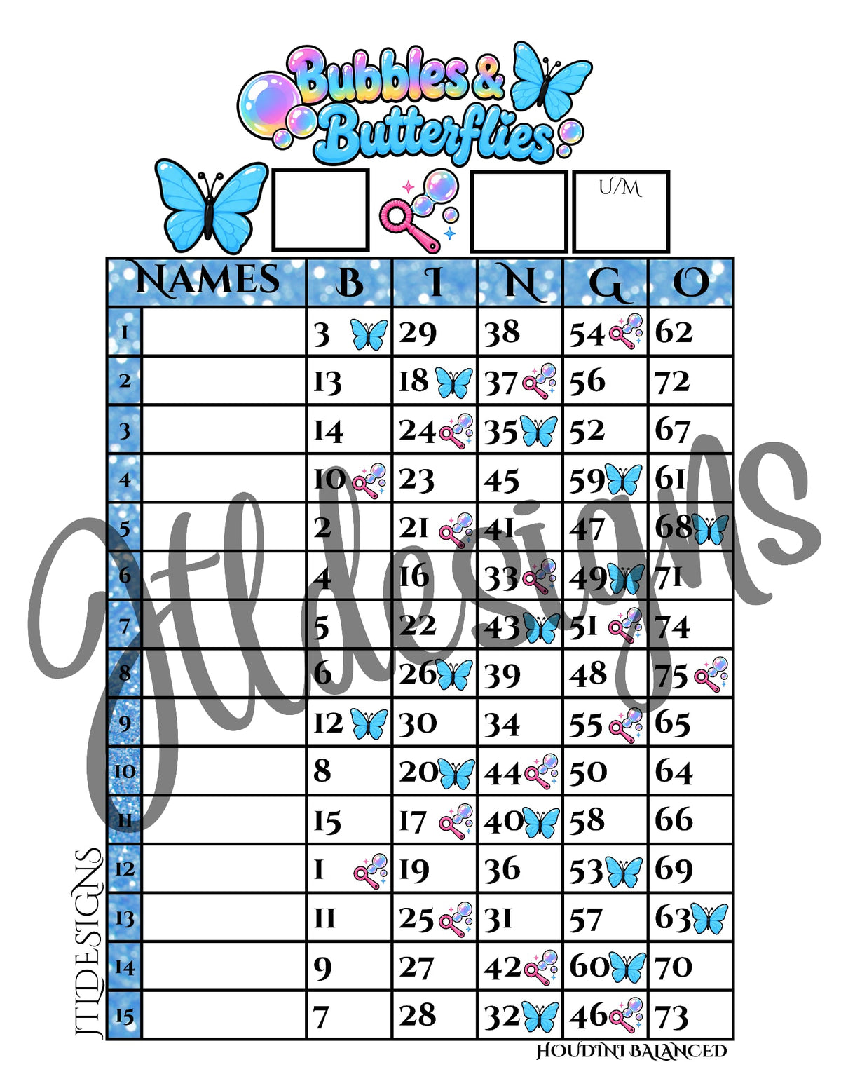 Bubbles & butterflies Blue