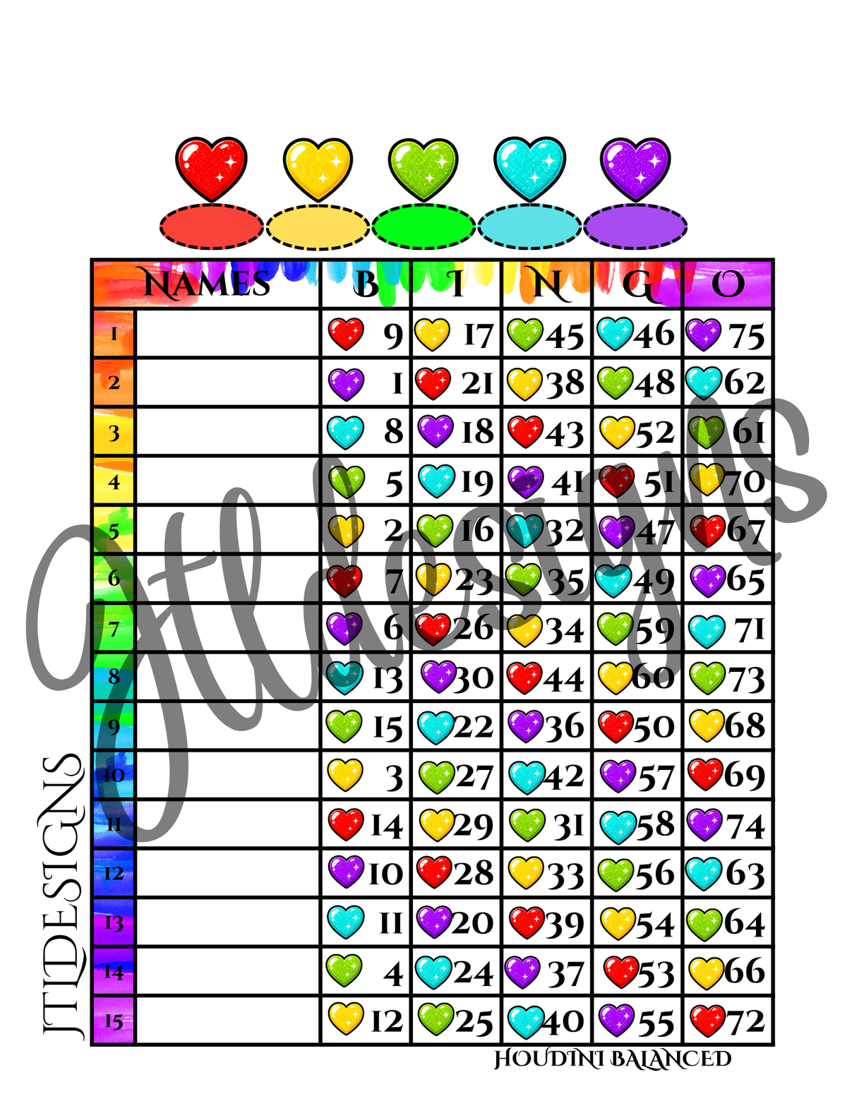 Glitter Rainbow  Hearts